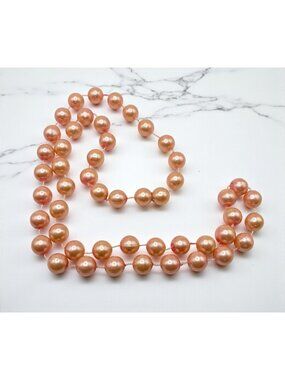 Pink Bead Necklace Long Strand Large Beaded Layering Fashion Jewelry